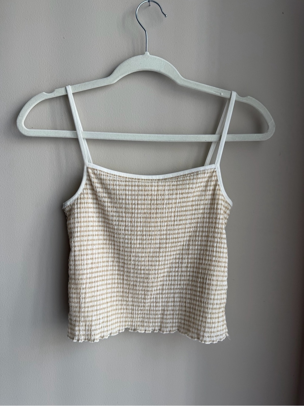 Wilfred Beige Gingham Smocked Cami